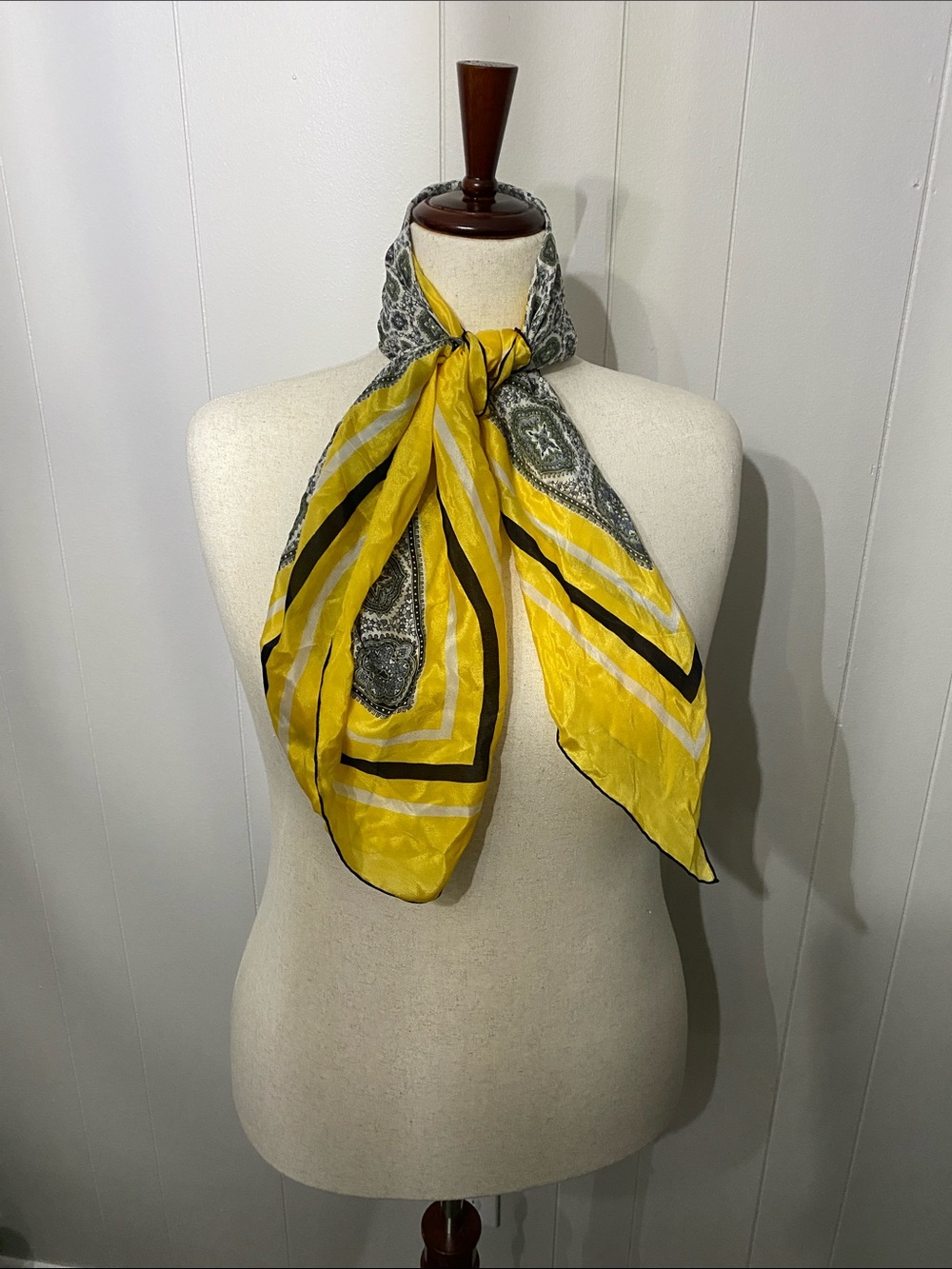 Yellow Patterned Silk Neck Scarf - Women Accessories